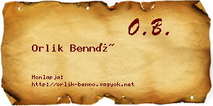 Orlik Bennó névjegykártya